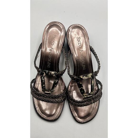 Enzo Angiolini Elson Brown Leather Slip On Sandal Mules Size 6.5M Made In Brazil - Picture 5 of 10